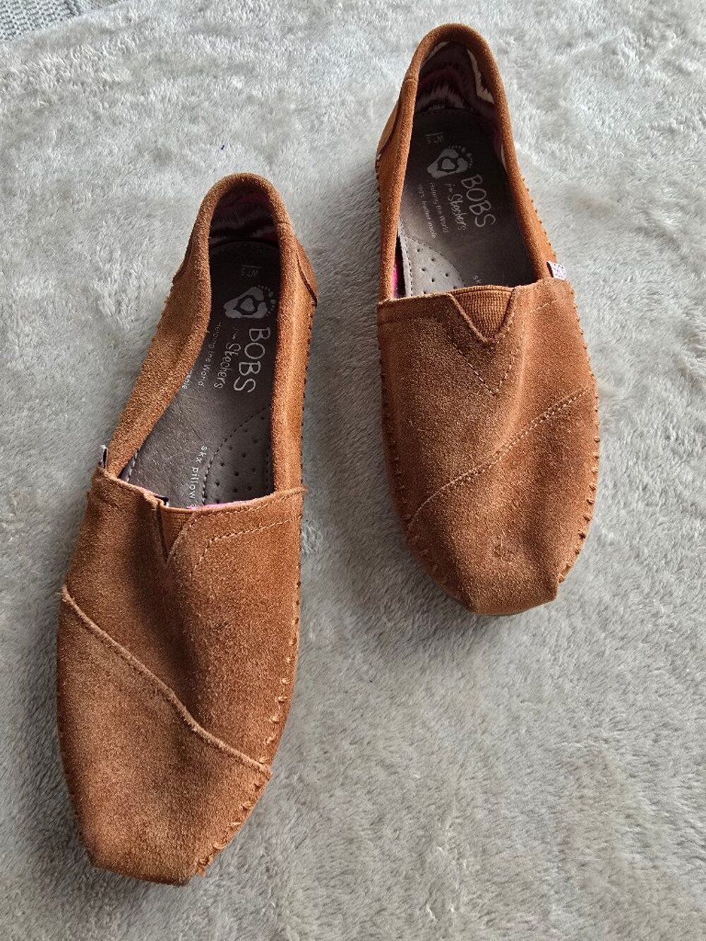 SKETCHERS Bobs suede slip on flats.